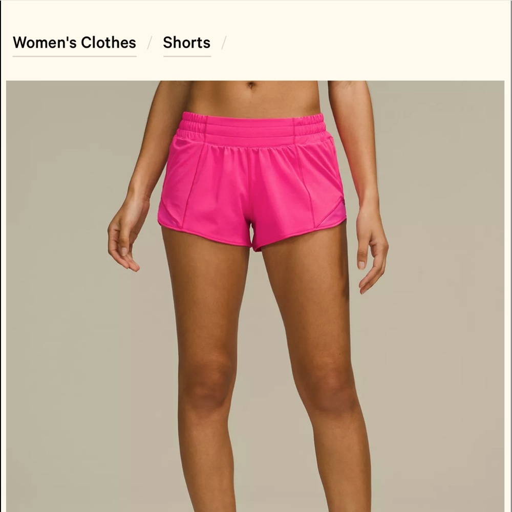 lululemon hotty hot short SONIC PINK
